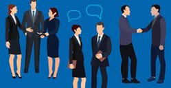 Geschäftsleute im sozialen Austausch