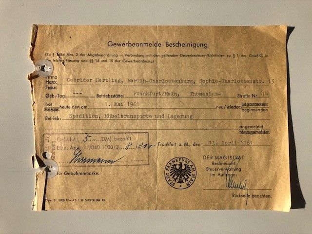 HERTLING Frankfurt Gewerbeanmelde - Bescheinigung