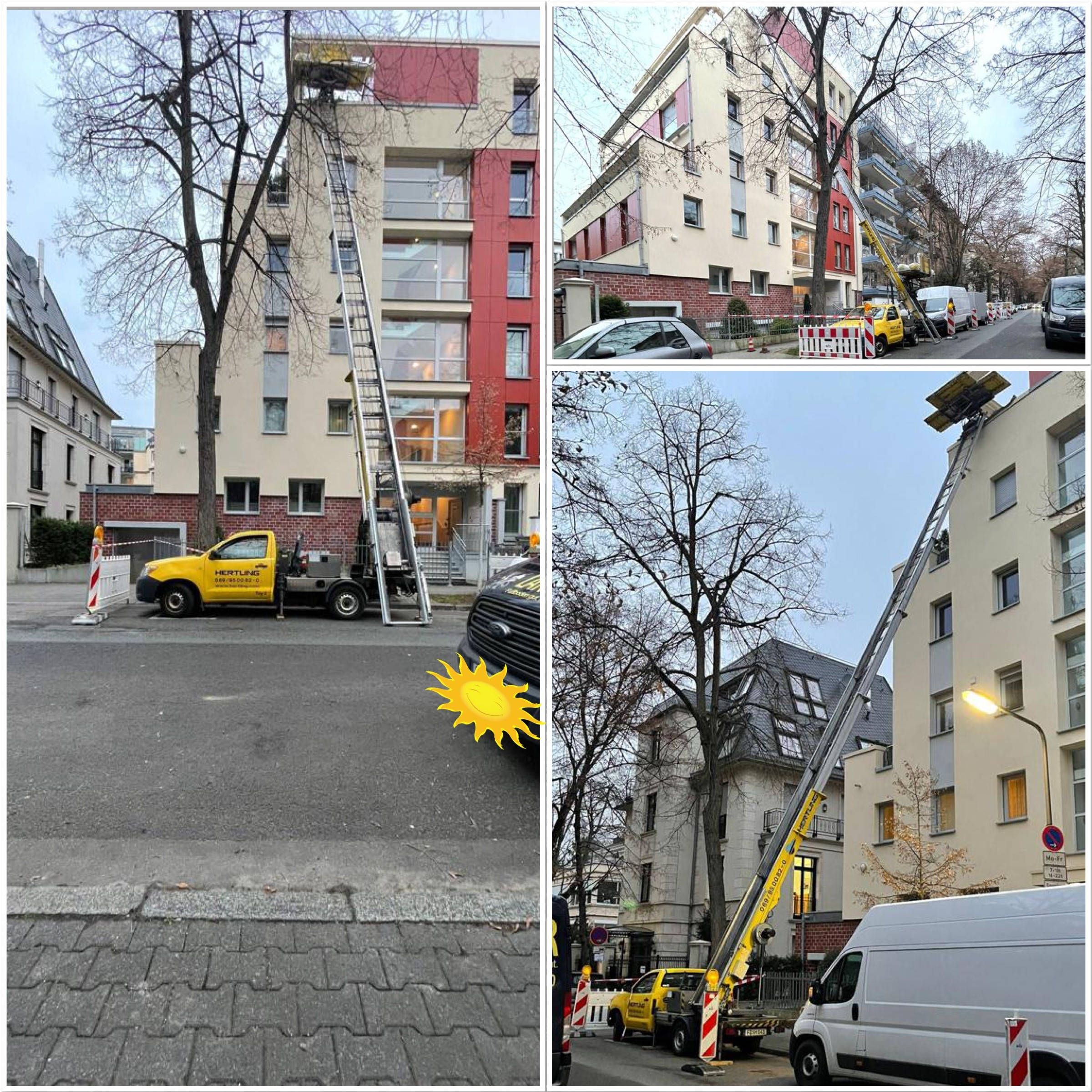 High up and into the house!? - Then Hertling will use an external lift - as can be seen in the pictures, just in Frankfurt am Main!