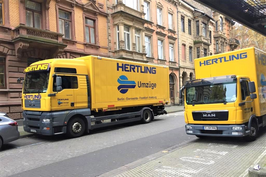 HERTLING moving trucks at the moving of the town hall in Mainz
