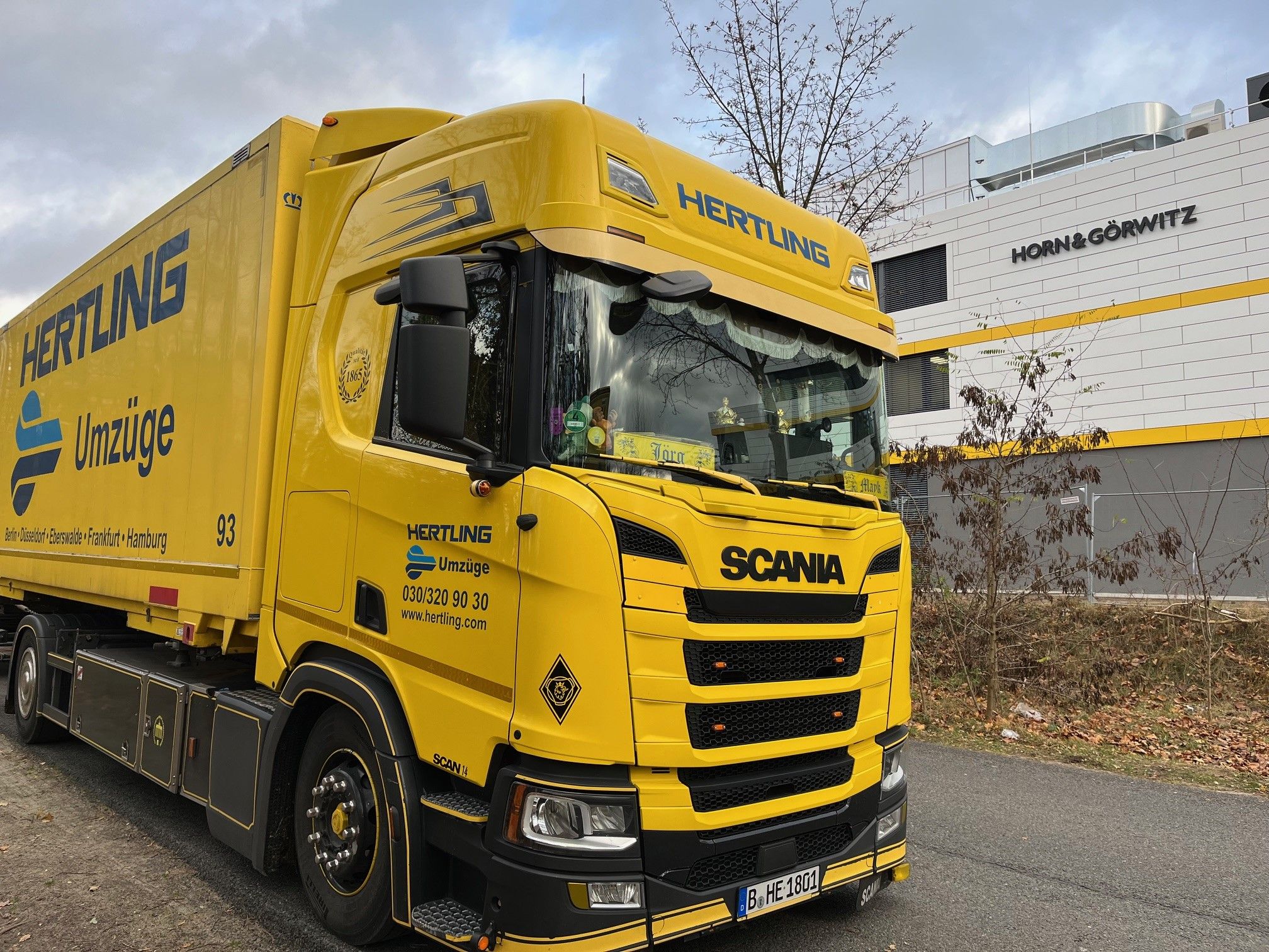 Truck in front of new headquarter